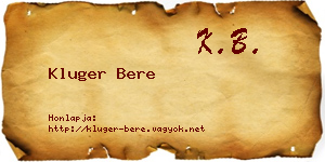 Kluger Bere névjegykártya